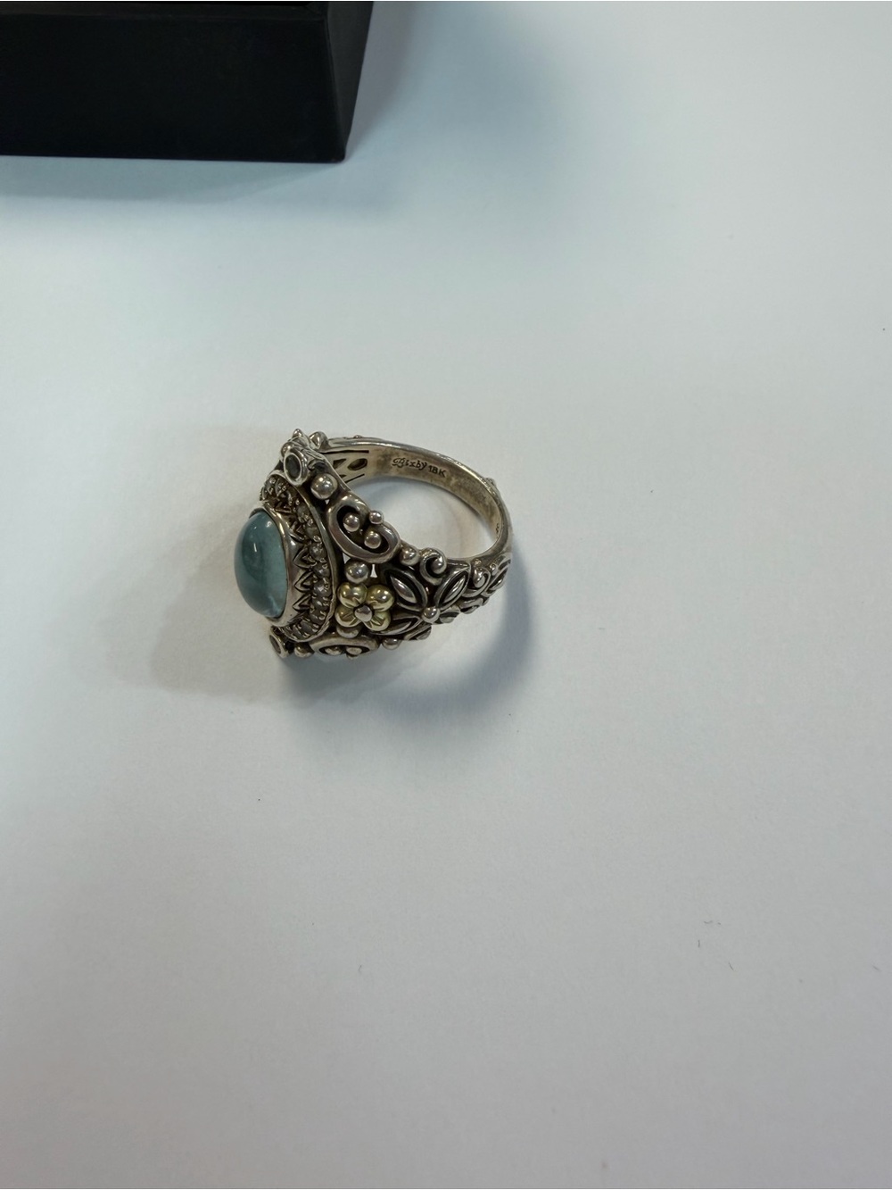 Barbara Bixby 18k & Sterling Silver Shangra-la Blue & White Sapphire Ring Sz 11 - Picture 7 of 7